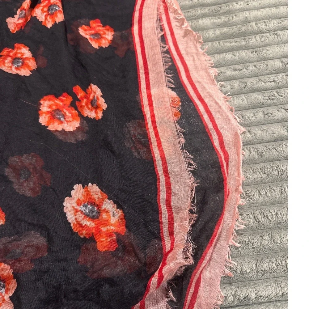 Talbots Silk Wool Cashmere Poppy Floral Scarf 50x50